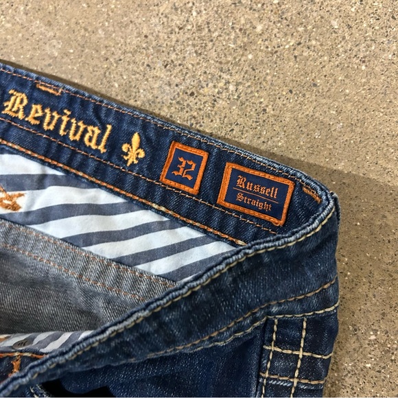 Rock Revival Jeans Mens 32x32 Blue Russell Straight Y2K Embroidered Grunge 2000s - Picture 3 of 10